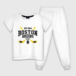 Пижама хлопковая детская Бостон Брюинз, цвет: белый