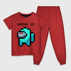 Пижама хлопковая детская AMONG US - PIXEL, цвет: красный