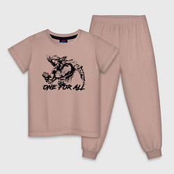 Пижама хлопковая детская ONE FOR ALL, цвет: пыльно-розовый