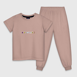 Пижама хлопковая детская Солнышко газетный алфавит, цвет: пыльно-розовый