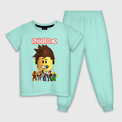 Пижама хлопковая детская ROBLOX, цвет: мятный