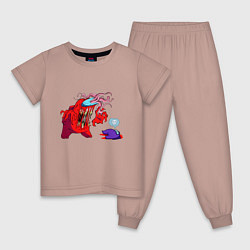 Пижама хлопковая детская Among Us Z, цвет: пыльно-розовый