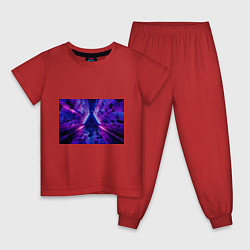 Пижама хлопковая детская Неоновый туннель, цвет: красный