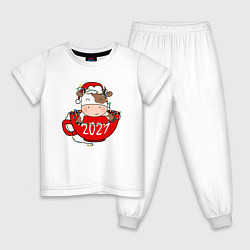 Пижама хлопковая детская Милый бычок 2021, цвет: белый