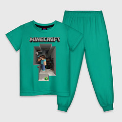 Пижама хлопковая детская Minecraft, цвет: зеленый