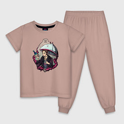 Пижама хлопковая детская Клаус, цвет: пыльно-розовый