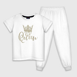 Пижама хлопковая детская Для королевы, цвет: белый