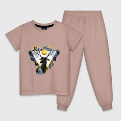 Пижама хлопковая детская Графит и золото: олень, цвет: пыльно-розовый
