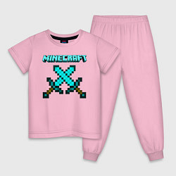 Пижама хлопковая детская Minecraft, цвет: светло-розовый