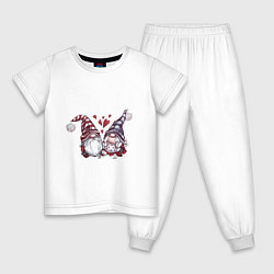Пижама хлопковая детская Парочка гномов, цвет: белый