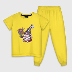 Пижама хлопковая детская Девочка-гном, цвет: желтый