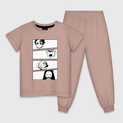 Пижама хлопковая детская Клинок рассекающий демонов, цвет: пыльно-розовый