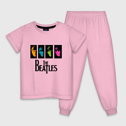 Пижама хлопковая детская Всемирный день The Beatles, цвет: светло-розовый
