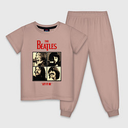 Пижама хлопковая детская The Beatles LET IT BE, цвет: пыльно-розовый