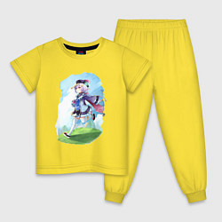 Пижама хлопковая детская Гуляющая Ци Ци, цвет: желтый
