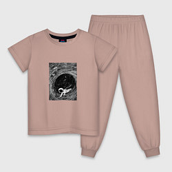 Пижама хлопковая детская Чёрная дыра, цвет: пыльно-розовый