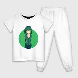 Пижама хлопковая детская Девушка зомби из Minecraft, цвет: белый