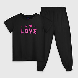 Пижама хлопковая детская Love, цвет: черный