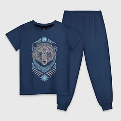 Пижама хлопковая детская Медведь, цвет: тёмно-синий