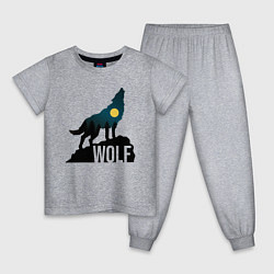 Пижама хлопковая детская Волк, цвет: меланж