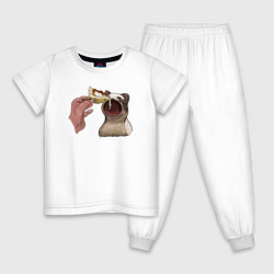 Пижама хлопковая детская Pop Cat, цвет: белый