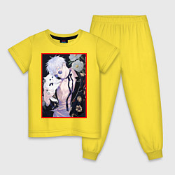 Пижама хлопковая детская Сатору гото С кошечкой, цвет: желтый