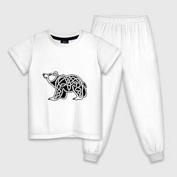 Пижама хлопковая детская Скандинавский медведь чёрный, цвет: белый