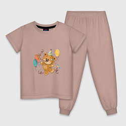 Пижама хлопковая детская Мишка, цвет: пыльно-розовый