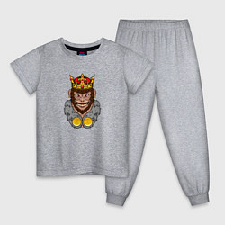 Пижама хлопковая детская Monkey King, цвет: меланж
