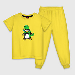 Пижама хлопковая детская Пингвин, цвет: желтый