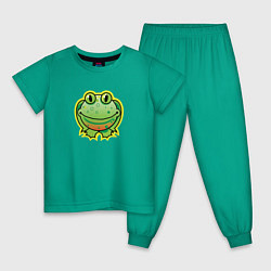 Пижама хлопковая детская Лягушка, цвет: зеленый