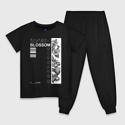 Пижама хлопковая детская BLOSSOM, цвет: черный