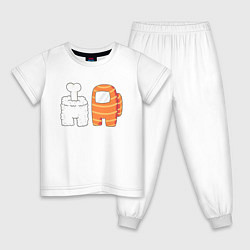 Пижама хлопковая детская AMONG US IMPOSTOR СУШИ, цвет: белый
