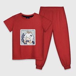 Пижама хлопковая детская Паймон, цвет: красный