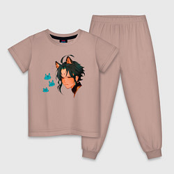 Пижама хлопковая детская Genshin Impact Xiao Art 01, цвет: пыльно-розовый