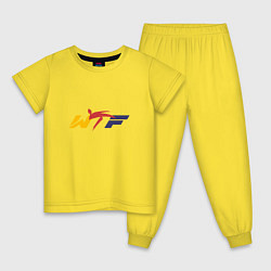 Пижама хлопковая детская Тхэквондо ВТФ Taekwondo WTF, цвет: желтый