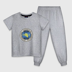 Пижама хлопковая детская Тхэквондо ИТФ Taekwondo ITF, цвет: меланж