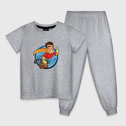 Пижама хлопковая детская Супер Строитель, цвет: меланж