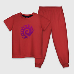 Пижама хлопковая детская Zerg logo Purple, цвет: красный