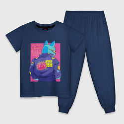 Пижама хлопковая детская Киберкот, цвет: тёмно-синий