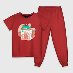 Пижама хлопковая детская Коробка персикового молока, цвет: красный