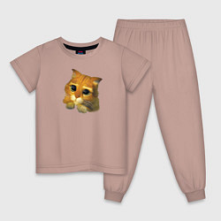 Пижама хлопковая детская Шрек: Кот в сапогах, цвет: пыльно-розовый
