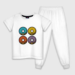 Пижама хлопковая детская Черепашки - пончики, цвет: белый