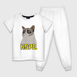 Пижама хлопковая детская Nope Cat, цвет: белый