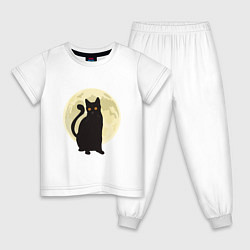 Пижама хлопковая детская Moon Cat, цвет: белый