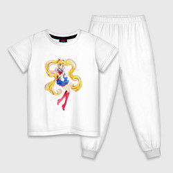 Пижама хлопковая детская Sailor Moon Kawaii, цвет: белый