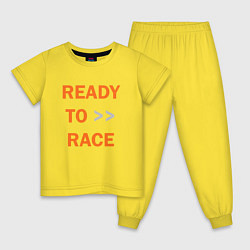 Пижама хлопковая детская KTM READY TO RACE спина Z, цвет: желтый