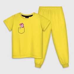 Пижама хлопковая детская Pinkie Dance в кармане, цвет: желтый