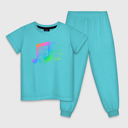 Пижама хлопковая детская I LOVE MUSIC DJ Z цвета бирюзовый — фото 1