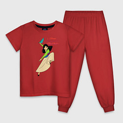 Пижама хлопковая детская Мулан, цвет: красный